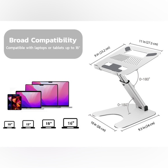 Collapsible Adjustable Silver Laptop Stand - Ergonomic - NWOT - Picture 13 of 13